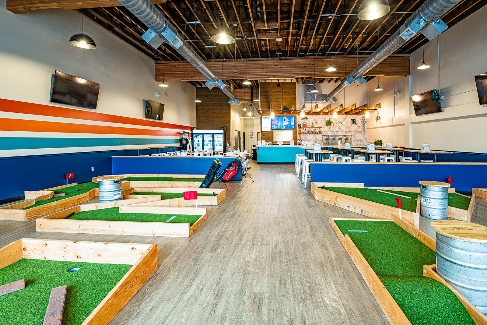 Indoor mini golf course at Pub & Putt